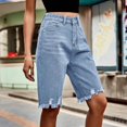 thumbnail image 4 of Sokhug Women's Casual Summer Ripped High Waisted Denim Shorts Stretch Distressed Frayed Raw Hem Jean Shorts, 4 of 7