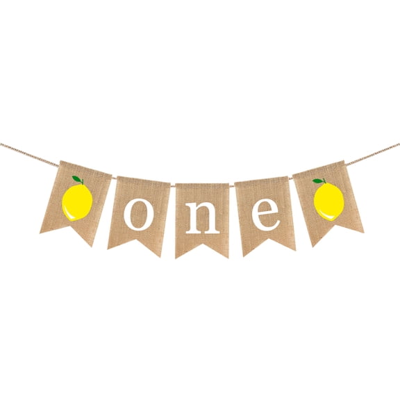 Moluckfu Khaki Burlap Party Banner, Chic One Design, Birthday Decoration for 1st Birthday Celebration