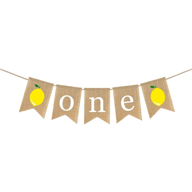 Banderines de arpillera con temática de verano, banderines para el primer cumpleaños, decoración para fiesta de feliz cumpleaños para niños, guirnalda colgante (2)