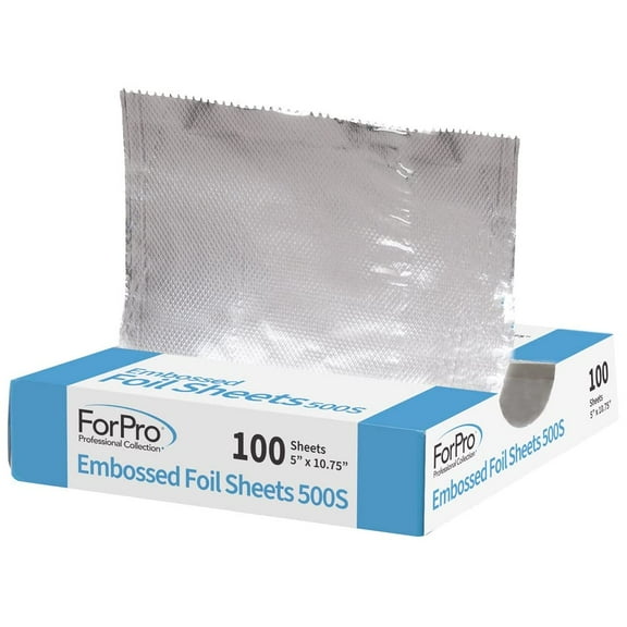 Embossed Foil Sheets 500S, Aluminum Foil, Pop-Up Dispenser, for Hair Color Application and Highlighting Services, Food Safe, 5" W x 10.75" L, 100-Count