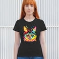 thumbnail image 3 of Tee Hunt Dean Russo Eyes Cat T-Shirt Neon Colorful Cute Kitten Women's T-Shirt Tee, 3 of 5