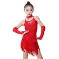thumbnail image 1 of Costume pour Enfants Jupe à Franges Jupe de Danse Latine à Sequins Robe de Performance de Festival, Matériau Polyester, 1 of 3