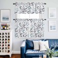 thumbnail image 2 of Farm Black Blue Leaves Kitchen Curtains Valances and Tiers Set of 3 Country Style Leaf Floral Retro Plant Tier Curtains and Valance with Rod Pocket for Small Windows, 27.5"x36", 2 of 9