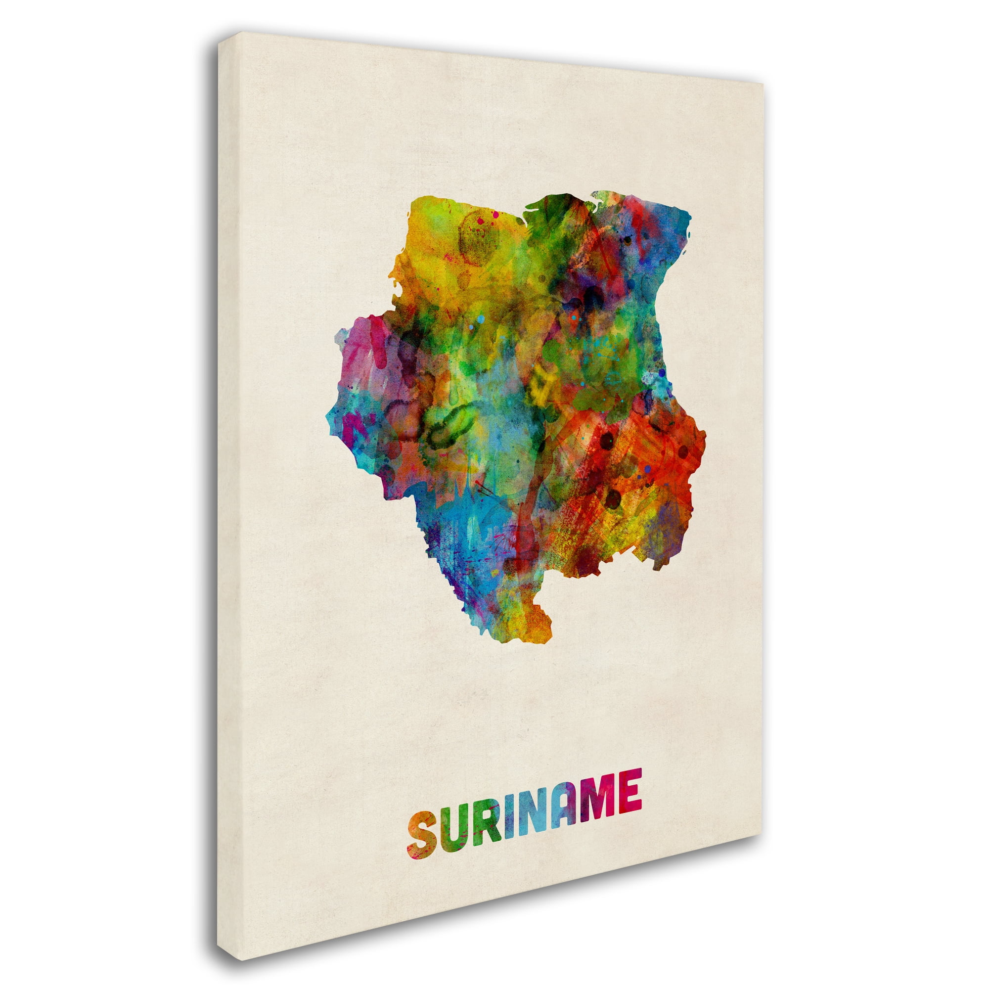 Trademark Fine Art "Suriname Watercolor Map" Canvas Art by Michael Tompsett