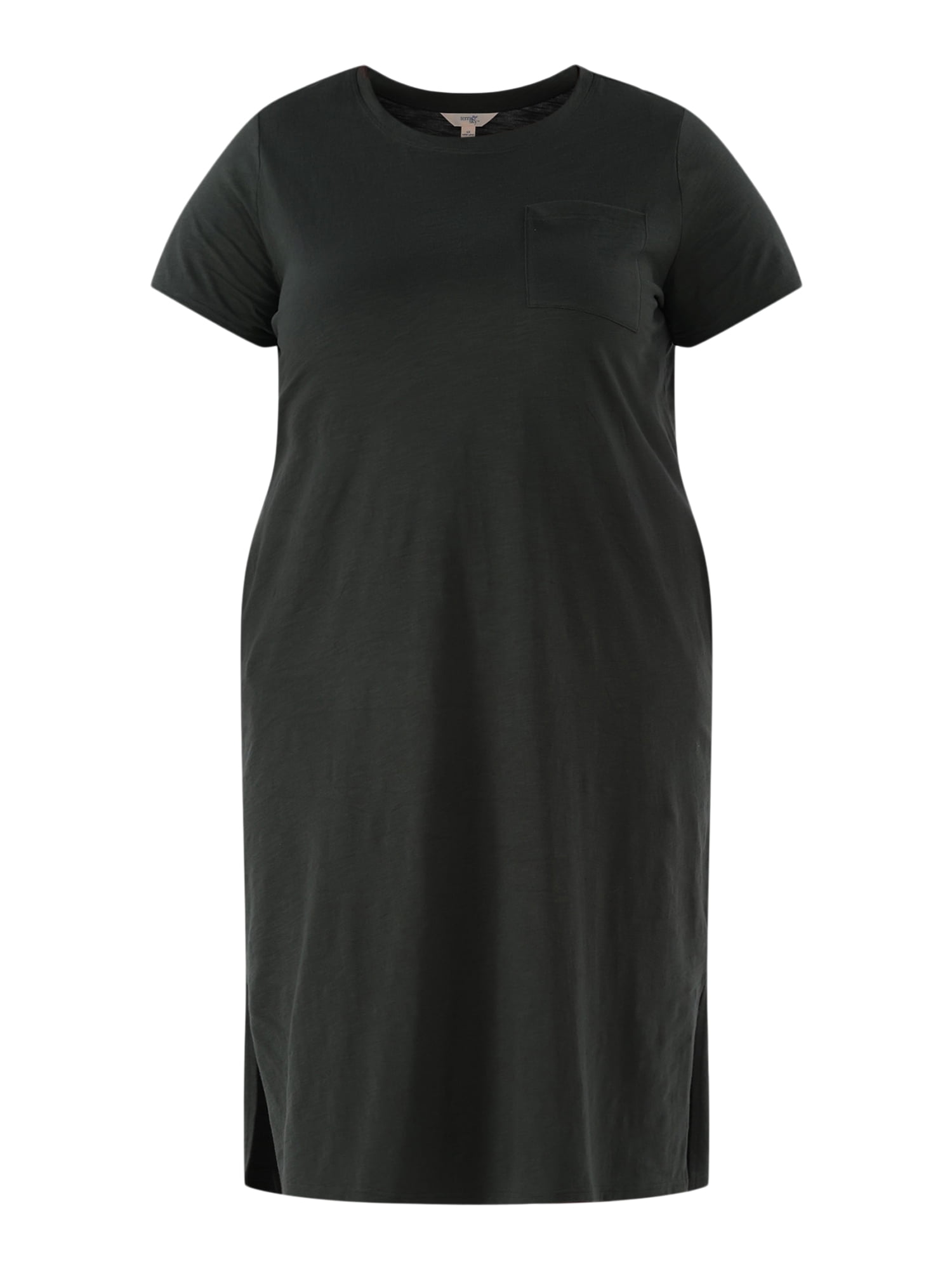 Terra & Sky Women's Plus Size Cotton Pocket T-Shirt Dress, Sizes 0X-5X