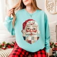 thumbnail image 4 of Santa Face Patchwork Print - Women's Lightweight Garment Dyed Sweatshirt, 4 of 9