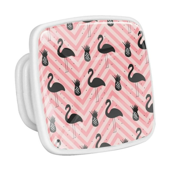 4PCS Square Cabinet Fluorescence Knob Glowing in the Dark Furniture Drawer Pulls Handle with Screws Flamingo