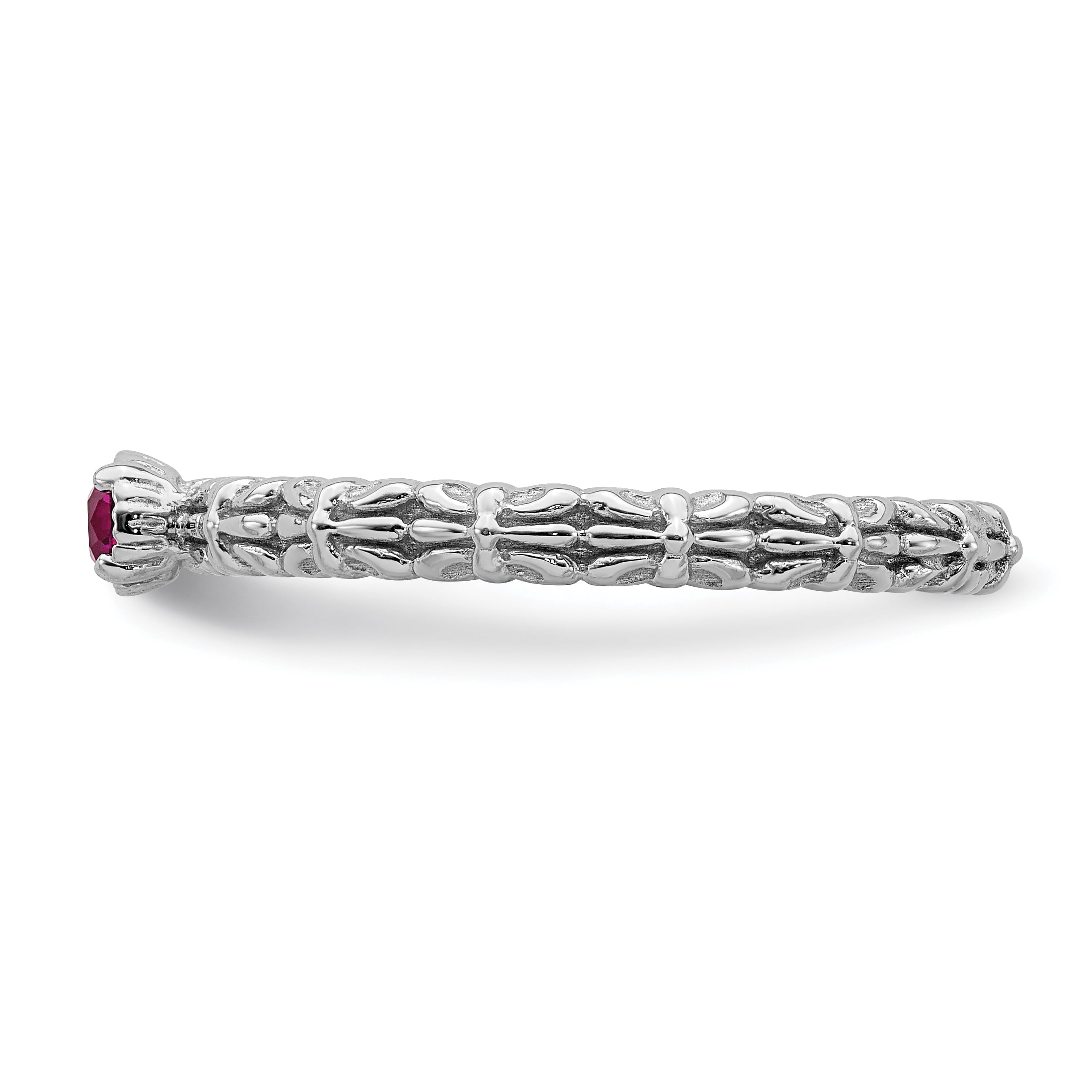 Created Ruby Sterling Silver Single-Stone Ring