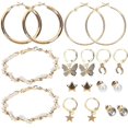 thumbnail image 1 of 6 Pairs Hoops Earrings Alloy Round Earring Hoops Retro Women Ear Jewelry Golden------Product code 83561, 1 of 3