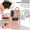 thumbnail image 4 of TECH CIRCLE For Galaxy A34 5G Wallet Case with Card Holder, PU Leather Kickstand Finger Grip Ring Shockproof Women Men Magnetic Protective Wallet Cover for Samsung Galaxy A34 5G 6.2" 2023,Rosegold, 4 of 9