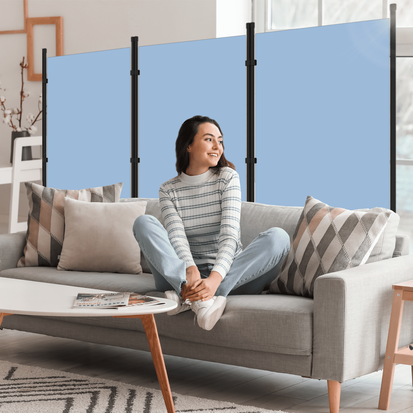 Gaildon 71’’L*99’’W 3-Pane Portable Folding Privacy Room divider