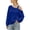 Blue, variant on Summer Tops For Women Women Long Sleeve Top One‑Side Off‑Shoulder Irregular Neckline Loose‑Fit Medium Length Casual Pullover Tee Spring Autumn Dark Gray