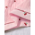 thumbnail image 4 of Pink Cherry Print 3-Piece Womens Pajama Set: Button-Up Top, Shorts & Long Pants, 4 of 5