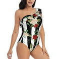 thumbnail image 3 of Honeii Rose Flowers for women's one-piece swimsuit featuring a chic one-shoulder design experience elegance and style in the water-Large, 3 of 6