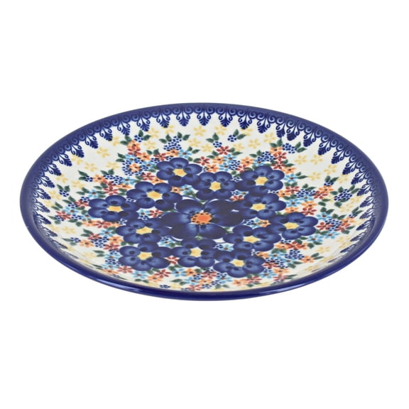Blue Rose Polish Pottery Blue Dahlia Dessert Plate