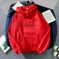 thumbnail image 2 of Sudaderas con capucha informales para mujer Otoño Invierno nuevo Tricolor Colorblock estampado de letras cuello redondo manga larga suéter femenino, 2 of 5