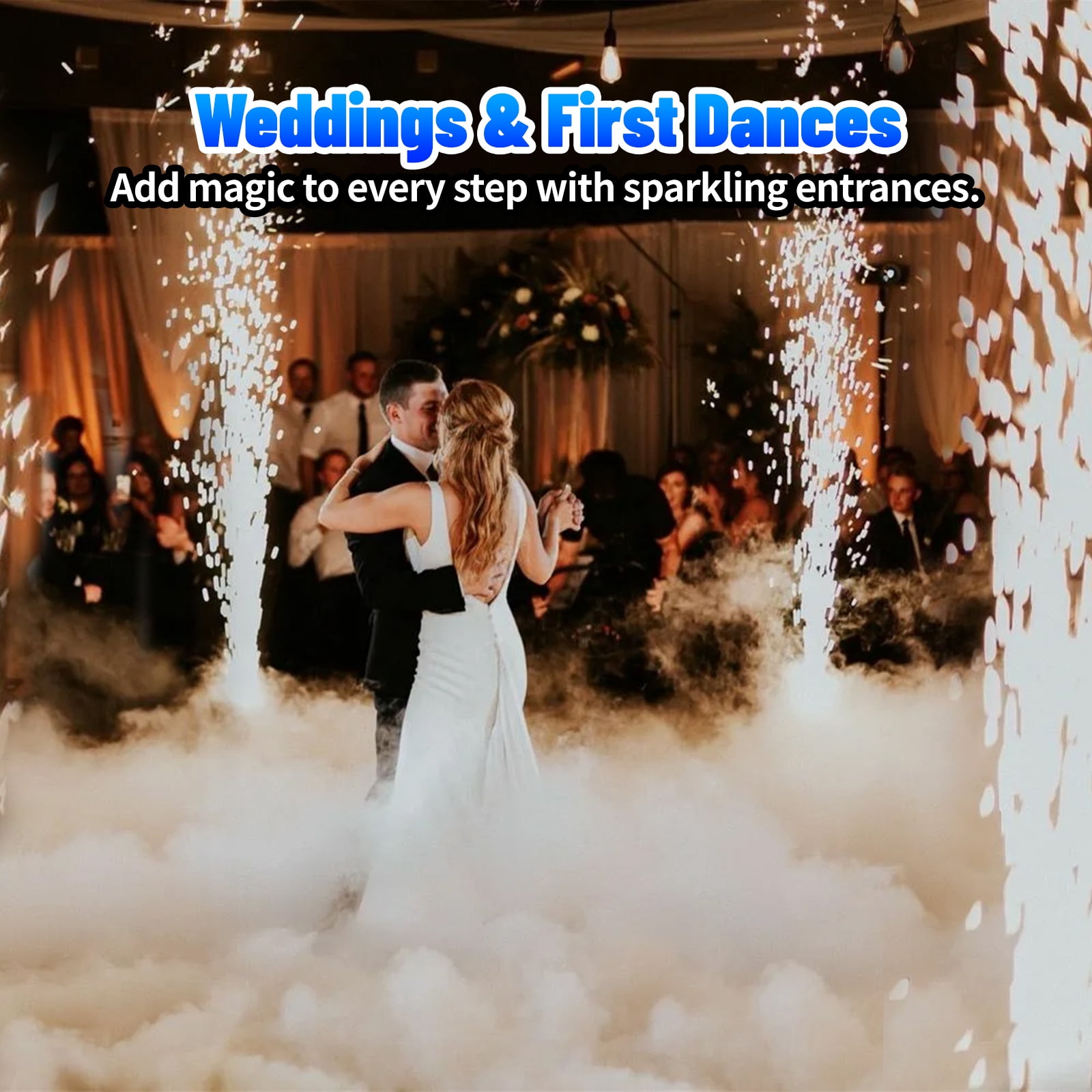 2 PCS 500W Cold Spark Machine DMX512 Firework Machine 6-19ft Adjustable for Wedding Stage Party DJ Disco,Black