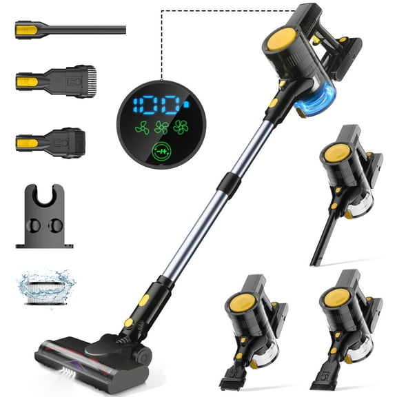 Aeitto Cordless Vacuum Cleaner,Stick Vacuum with LED Display Lightweight Vacuum Cleaners for Home Hard Floor,Car,Carpet and Pet Hair