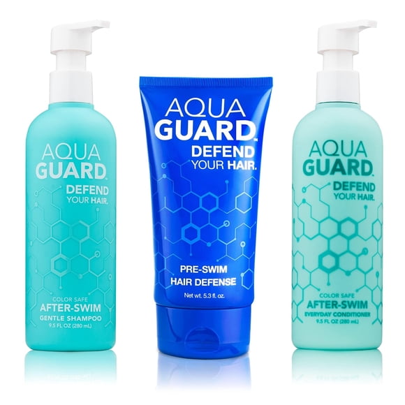 AquaGuard Swimmers Essential Protection Bundle | Prevents Chlorine Damage + Softens Hair While Swimming | Color Safe, Leaves Hair Smelling Great | Made in California