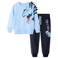 thumbnail image 5 of HILEELANG Toddler Boy(2-7Y) Pants Set Light Blue Dinosaur Sweatshirt Joggers Sweatsuit Winter Playwear Outfits Clothing Sets 2pc 2T, 5 of 6