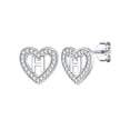 thumbnail image 1 of Pendientes de Botón de Corazón Inicial Silvora para Mujeres y Niñas Plata Esterlina con Letra H, 1 of 8
