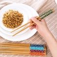 thumbnail image 2 of Hloma 10 Pairs Floral Print Chopsticks Non-slip Good Grip Food Grade Eco-friendly Eating Reusable Chinese Classic Wooden Chopsticks for Dining Room, 2 of 8