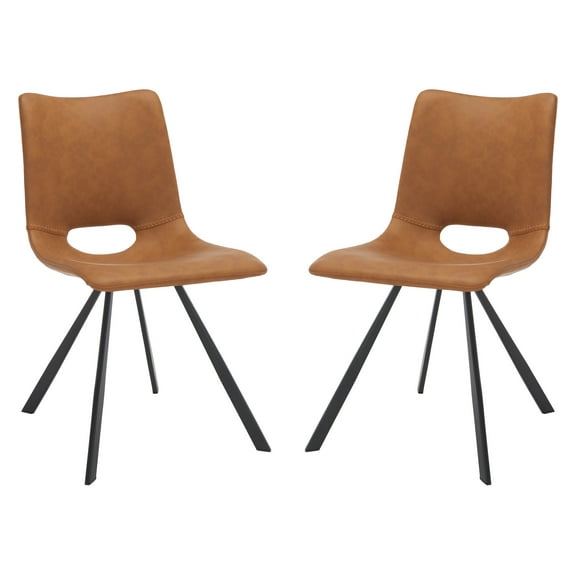 SAFAVIEH Mika Modern Tufted Dining Chair, Cognac, Set of 2 (23.8 in. W x 19.3 in. D x 33 in. H)