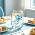 thumbnail image 5 of Japceit Ocean Themed Stemless Wine Glass, Watercolor Blue Print Clear Tumbler, Nautical Beach Style Cup, For Wine Water Juice, Coastal Home Bar Drinkware Gift, 5 of 7