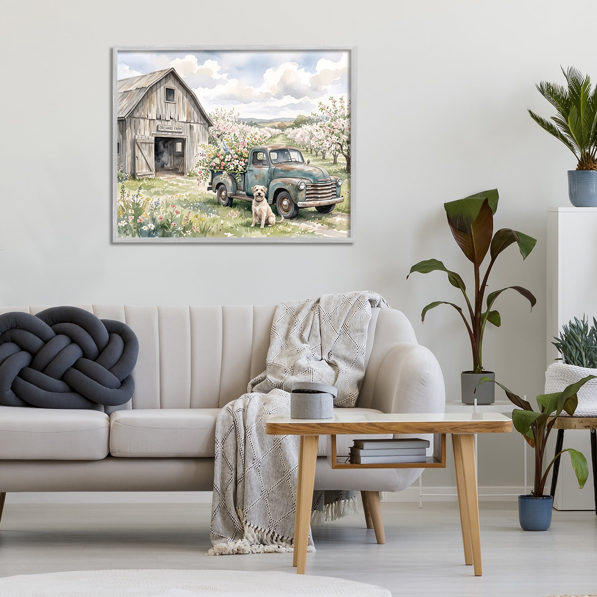 Stupell Industries Spring Orchard and Truck Gray Framed Giclee Art, design by Tabz Jones