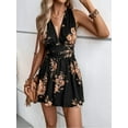 thumbnail image 6 of MORTTIC Women's Deep V-Neck Floral Print Jumpsuit, Sleeveless Romper with Waist Tie Belt, Non-Stretch Fabric for Summer, 6 of 6