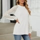 thumbnail image 4 of Pantalones cargo para mujer,Camiseta de manga larga para mujer, cuello redondo, informal, 100 % poliéster, color liso, ideal para uso diario y en casa, sopatenor, 4 of 7