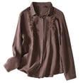 thumbnail image 1 of ameIAEA Women Button Down Collared Shirts Long Sleeve Embroidery Tops 2024 Trendy Fall Blouses, 1 of 4