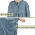 thumbnail image 4 of PAVILIA Angel Wrap Poncho Blanket for Women | Plush Warm Wearable Blanket Gift, Fleece Shawl Cape with Pom Pom Fringe and Pockets, Cozy Gifts for Women (Dusty Blue), 4 of 7