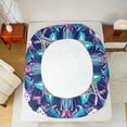 thumbnail image 5 of Manfei Retro Boho Flower Queen Sheet Sets,bohemian Exotic Style Flat Sheet,Blue Purple Queen Fitted Sheet For Men Women,Luxury Bedroom Decor,4-Piece, 5 of 7