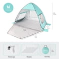 thumbnail image 3 of TOBTOS UPF 50+ Pop Up Beach Tent for 2-3 People, Automatic Sun Shelter with UV Protection, Portable Lightweight Beach Canopy with Carry Bag(Mint Green), 3 of 8