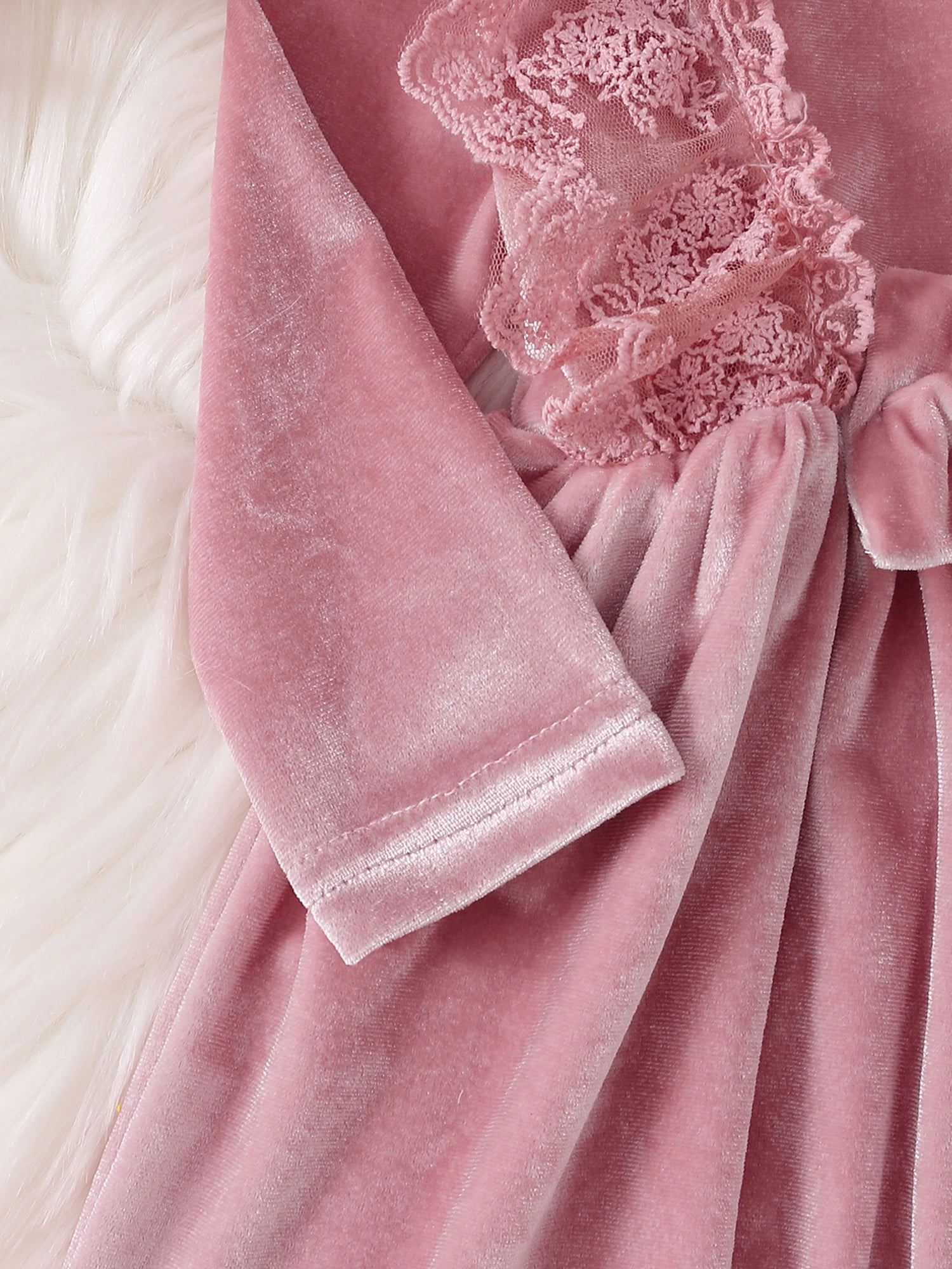 JESURUM BABY lace-detail velvet dress - Pink