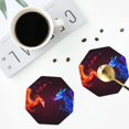 thumbnail image 5 of Pofeuu Futuristic Red And Blue Bird Print Leather Coasters Set of 6, Round Cups Mugs Mat Pad for Home Kitchen Heat Resistant Drink Coasters,Octagon, 5 of 7