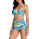 thumbnail image 2 of Trajes de baño Amzcrzy Tankini para mujer, trajes de baño, trajes de baño, bikini de control de abdomen, conjunto de bikini de dos piezas para mujer con relleno y estampado multicolor, L, 2 of 5