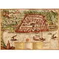 thumbnail image 2 of Hogenberg, Braun 32x24 Gold Ornate Wood Framed with Double Matting Museum Art Print Titled - Algiers Algeria, 2 of 4