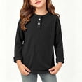 thumbnail image 4 of Mifsaly Girls Long Sleeve Shirts Kids Ribbed Henley Tops Breathable Loose Everyday School Fall Winter Clothes, 4 of 9