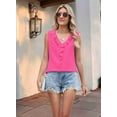 thumbnail image 2 of Chiffon Shirt Sleeveless V-Neck Pleated Ruffle Loose Women'S Top Rose Red M, 2 of 5