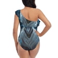 thumbnail image 5 of Honeii Forest Meditating Goat for women's one-piece swimsuit featuring a chic one-shoulder design experience elegance and style in the water-Small, 5 of 6