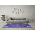 thumbnail image 3 of Ahgly Company Machine Washable Indoor Square Medallion Blue Traditional Area Rugs, 3' Square, 3 of 4