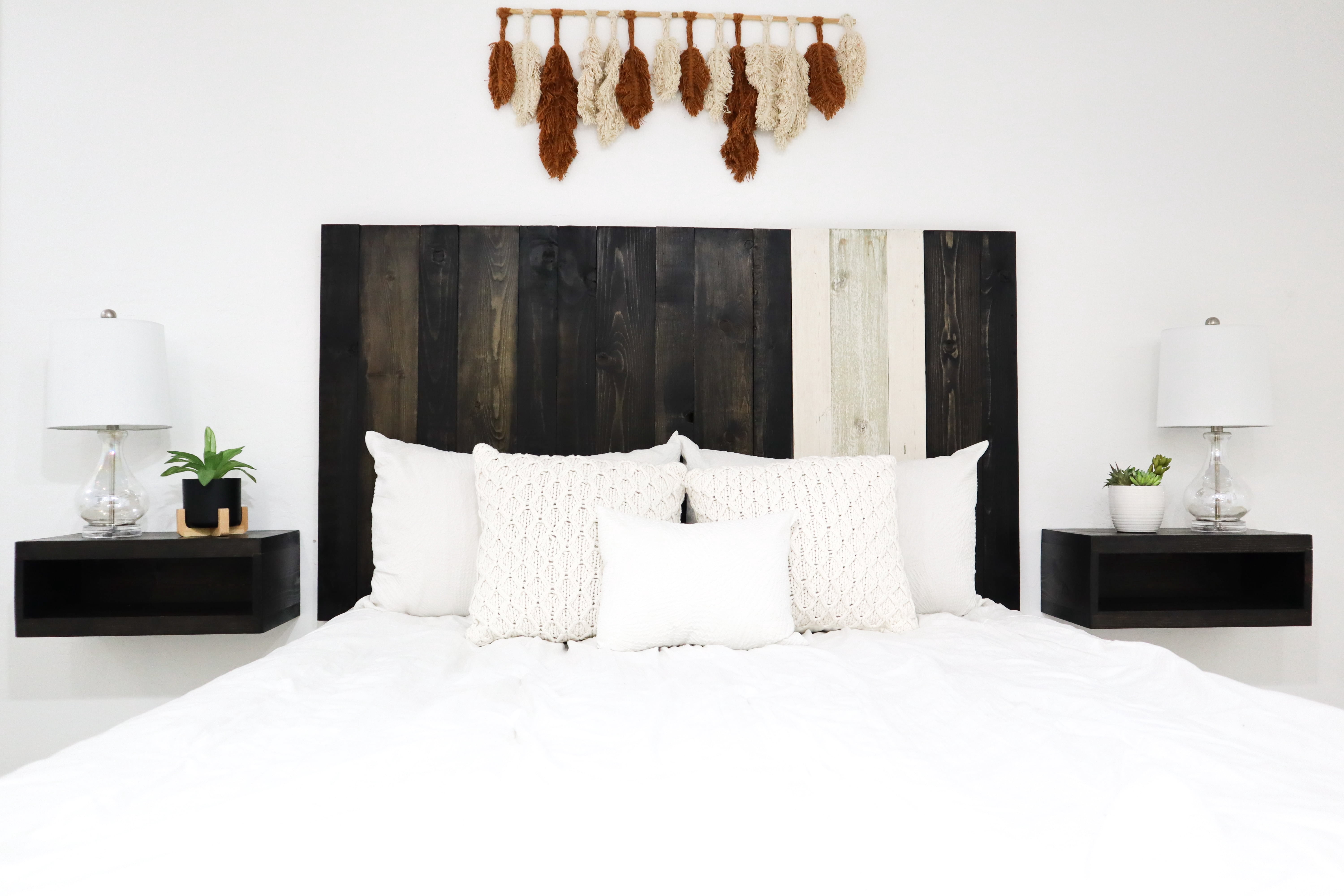 Barn Walls Noir Mix Signature Design, Multicolored Solid Wood Headboard, Floating Panels, Wall Mount, Adjustable Height, Easy Assembly, King Size