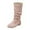 Pink, variant on Women's Mid-Calf Boots Ladies Fashion Solid Color Suede Pleated Pile Boots British Style Flat Bottom Medium Boots