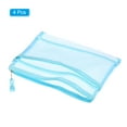 thumbnail image 3 of Uxcell Mesh Zipper Bags A5 Nylon Makeup Pouches Dual Zipper Bag, Blue 4 Pack, 3 of 5