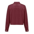 thumbnail image 6 of XIAONU Women's Batwing Sleeve Crop Blouse Loose Long Sleeve Point Collar Pullover Top Smooth Stylish Street Blouses, 6 of 9