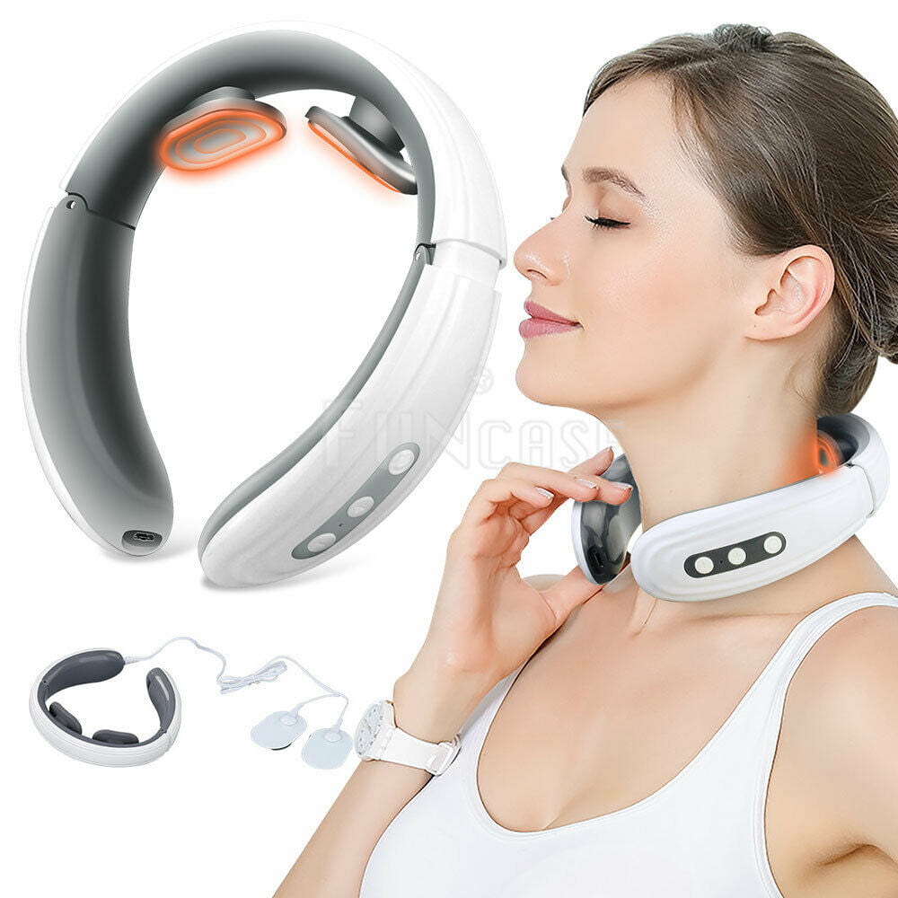 Intelligent Portable Neck Massager Heat Pulse Vibration Pain Relief Machine  US