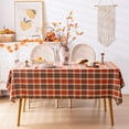 thumbnail image 6 of Plaid Fall Tablecloth Thanksgiving Rectangle 60x84 Inch, Rust Orange Table Cloths Autumn Decorations, Polyester Fabric Table Cover for Harvest Party Dining Farmhouse Kitchen Decor, 6 of 6