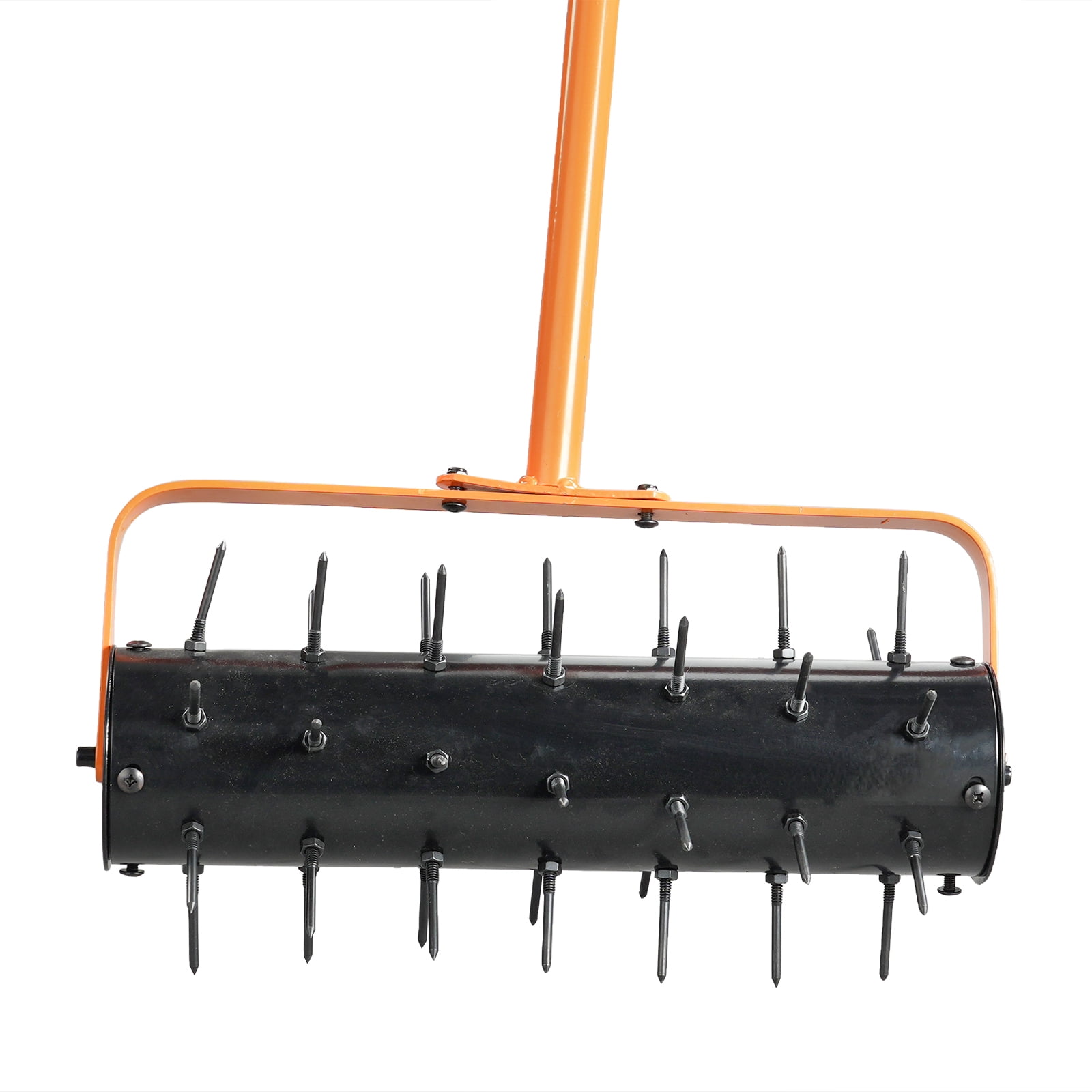 17-Inch Rolling Lawn Aerator with 2-Inch Steel Spikes, Heavy-Duty Galvanized Steel Frame, 48-Inch Ergonomic Handle, Universal for Clay/Sandy/Dense Soil, Garden Lawn Aeration Tool